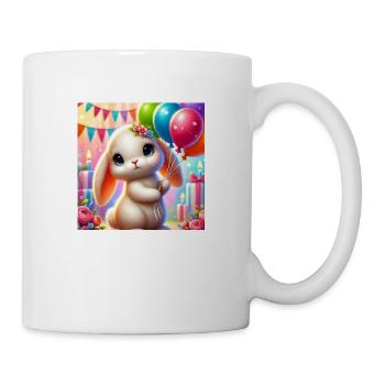 Süßer Baby-Hase mit Ballons - 1-3. Geburtstag - Tasse - Weiß - Rechts