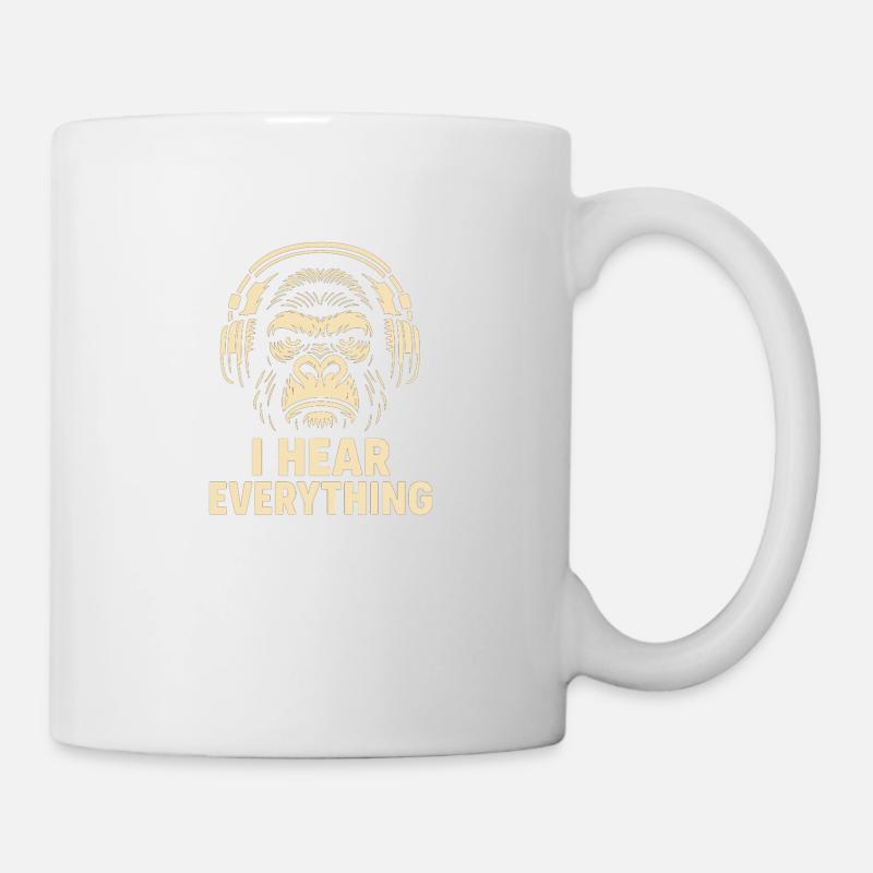 Gorilla I Hear Everything - Tasse - Weiß