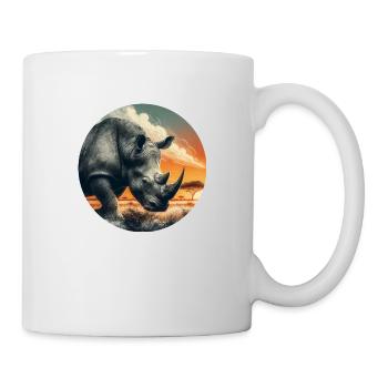 Majestueux rhinocéros coucher de soleil Art de la faune africaine - Mug blanc - blanc - Droite