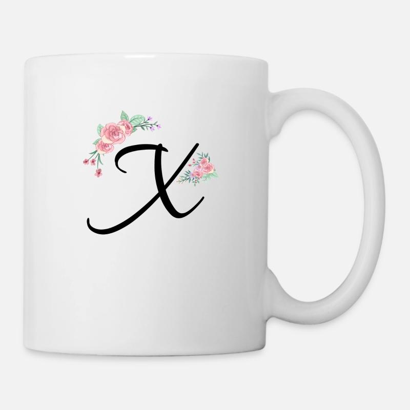 Lettre x fleurs - Mug blanc - blanc