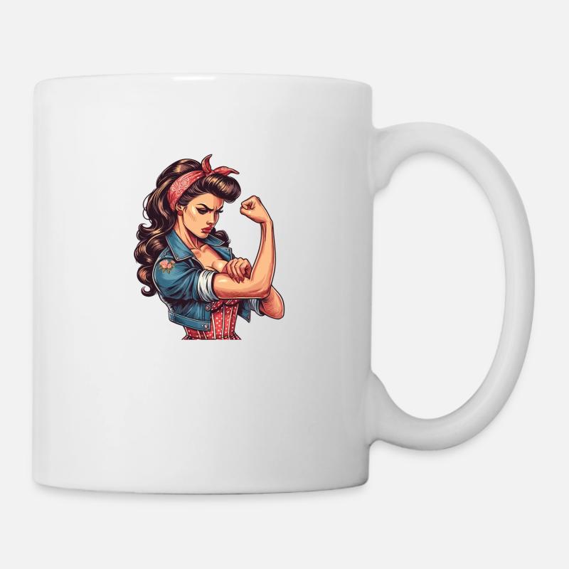 Starke Selbstbewusste Frau Rockabilly Geschenk - Tasse - Weiß