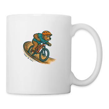 Bear in the berm – action-packed MTB cartoon style - Mug - white - Right
