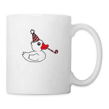 Canard Fête Serviette Chapeau Anniversaire Célébrer le Nouvel An - Mug blanc - blanc - Droite