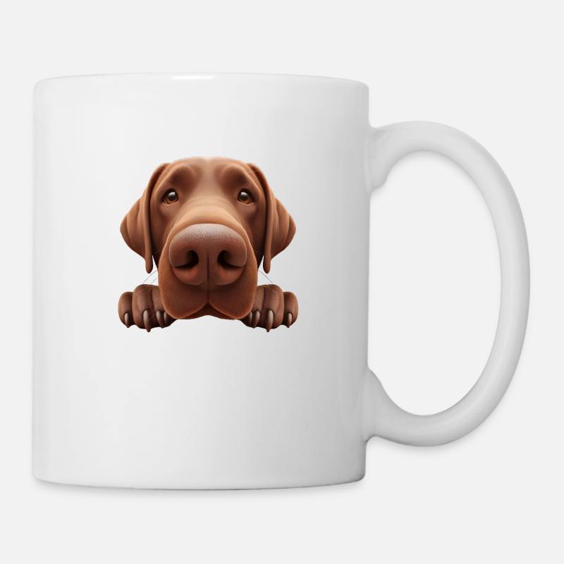 Hundekopf 3 braun - Tasse - Weiß