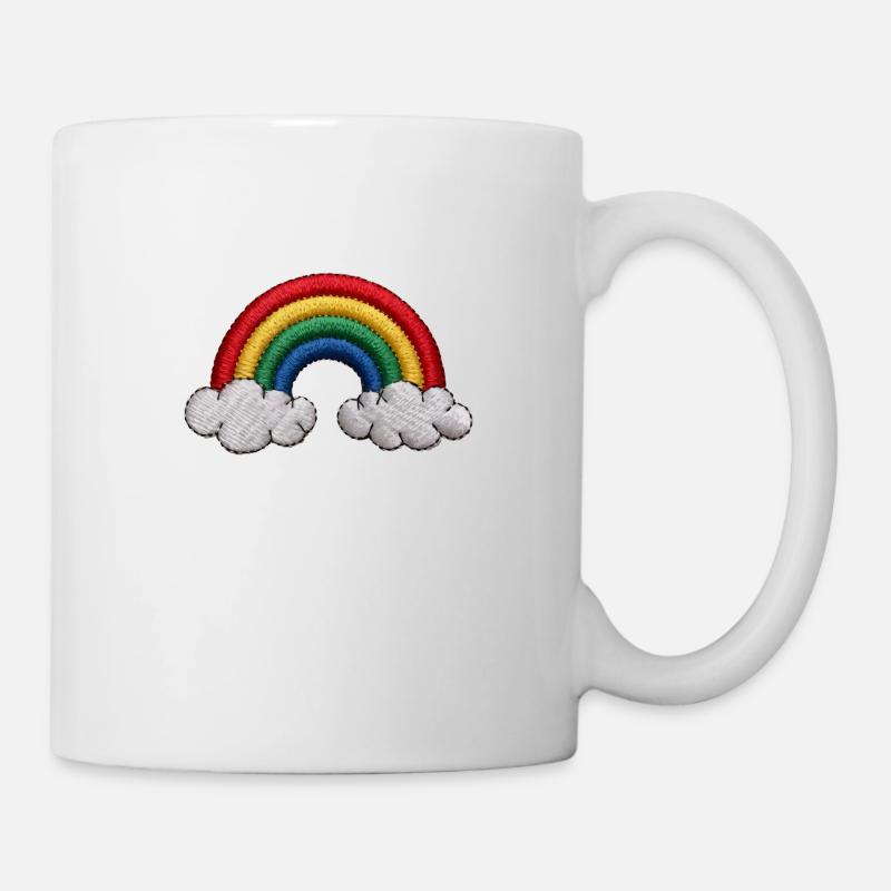 Regenbogen bestickt - Tasse - Weiß
