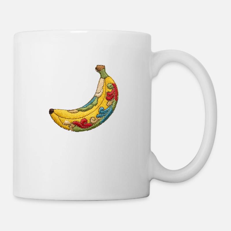 Bestickte Banane - Tasse - Weiß