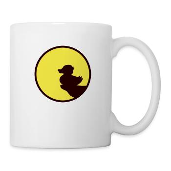 Ente sitzt Mond nachts Klippe Werwolf heulen Wolf - Tasse - Weiß - Rechts