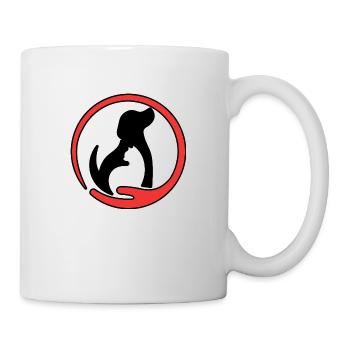 Schwarz, rot, Katze und Hund. - Tasse - Weiß - Rechts