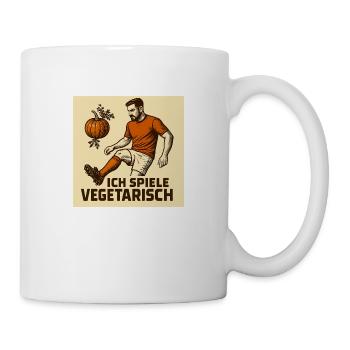 Fussball Ich spiele vegetarisch - Tasse - Weiß - Rechts