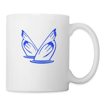 2 ducks diving underwater head lake drinking water - Mug - white - Right