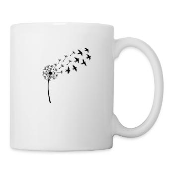 Freiheit im Wind – Löwenzahn & Vögel - Tasse - Weiß - Rechts
