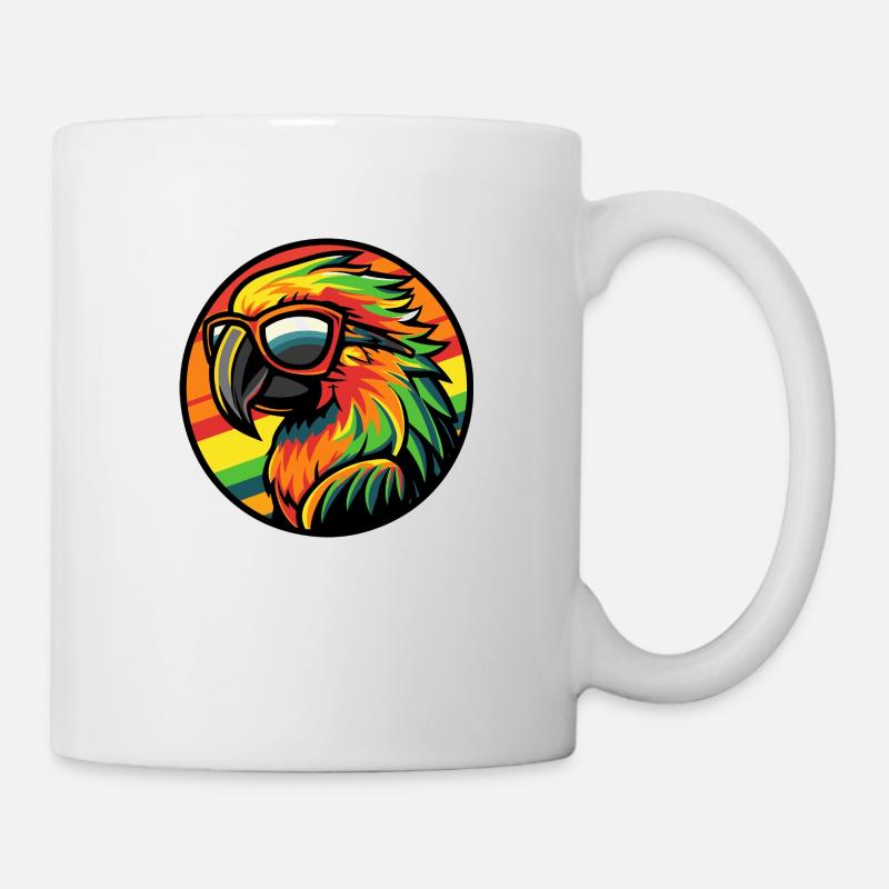Papagei Comic Cool Sommer - Tasse - Weiß