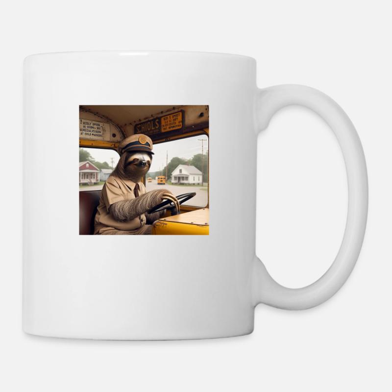Faultier Schulbus Tramp - Tasse - Weiß