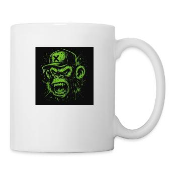 Affe grün/schwarz - Tasse - Weiß - Rechts