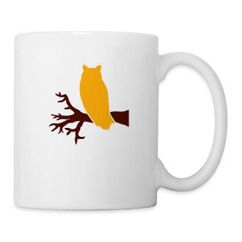 Eule Uhu Ast Baum Wald Nacht Silhouette Umriss süß - Tasse - Weiß - Rechts