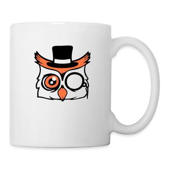 Sir hibou chapeau haut de forme monocle verres riches M. - Mug blanc - blanc - Droite
