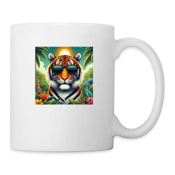 Tigre cool dans la jungle - Mug blanc - blanc - Droite