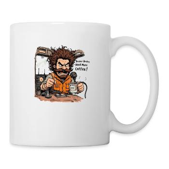 drôle de chauffeur de camion camionneur café radio - Mug blanc - blanc - Droite