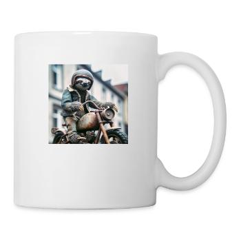 Faultier Wanderer Gentelmen Biker - Tasse - Weiß - Rechts