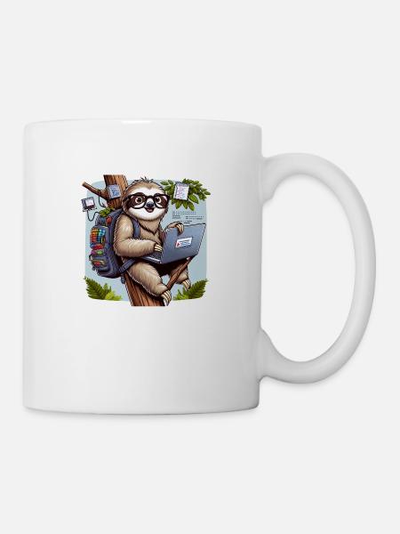 Faultier Wanderer Digitale Nomaden - Tasse - Weiß