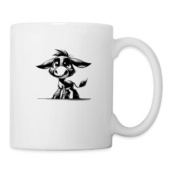 Knuffiger Baby Esel lustige Bleistift Zeichnung - Tasse - Weiß - Rechts