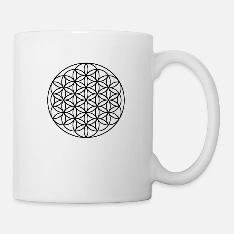 Blume des Lebens - Single Line Art - Tasse - Weiß