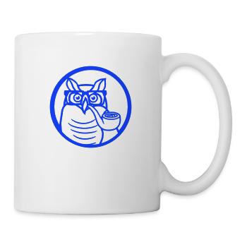 Pipe hibou fumer vieux grand-père aigle hibou branche arbre forêt - Mug blanc - blanc - Droite