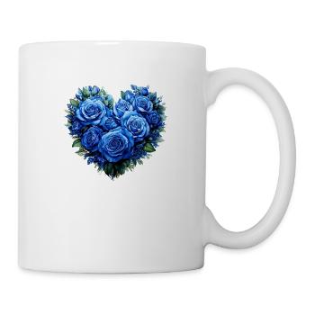 Heart, Flower Heart, Roses, Blue Roses, Flowers - Mug - white - Right