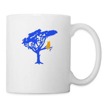 Eule Uhu Ast Baum Wald Nacht Silhouette Umriss süß - Tasse - Weiß - Rechts