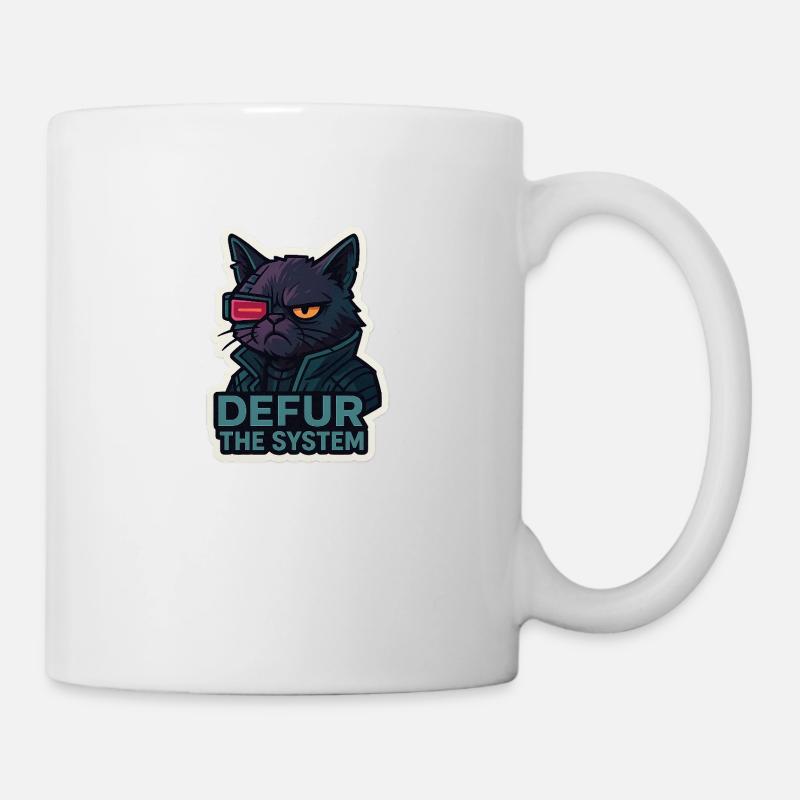 Cyberpunk Cat - Defur the System - Mug - white