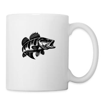 Vintage Barsch Fischdesign für echte Angler - Tasse - Weiß - Rechts