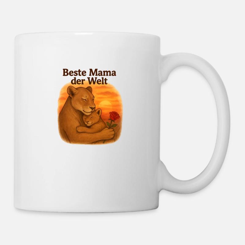 Muttertag Geschenke Löwen Mama - Tasse - Weiß