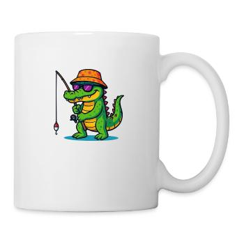 Krokodil Angeln - Tasse - Weiß - Rechts