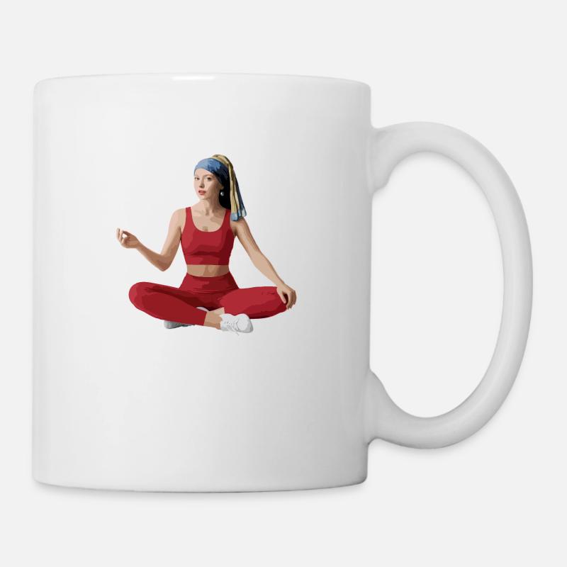Das Mädchen mit dem Perlenohrring Yoga - Tasse - Weiß