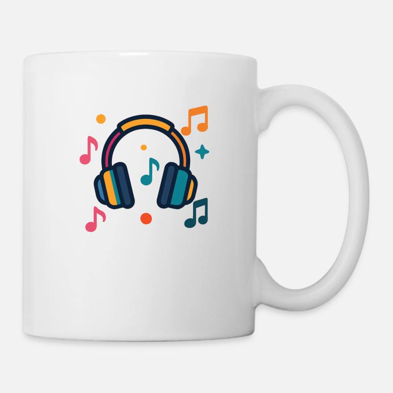 Headphones And Notes - Mug - white