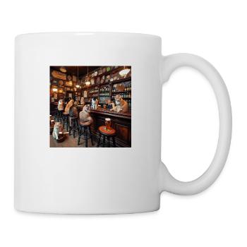 Chats qui boivent de la bière dans un pub - Mug blanc - blanc - Droite