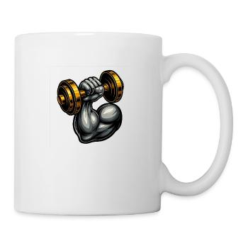 Muskelarm mit Hantel – Gym Motivation - Tasse - Weiß - Rechts