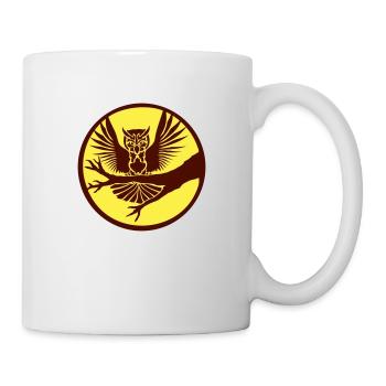 Owl Tree Branch Eagle Owl Moon Night Full Moon Round Forest - Mug - white - Right