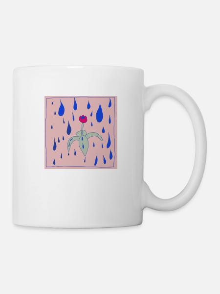 Blume im Regen - Tasse - Weiß