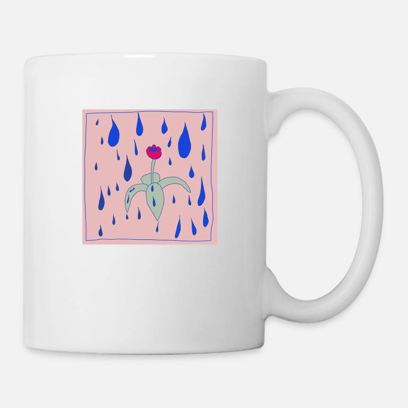 Blume im Regen - Tasse - Weiß