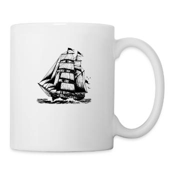 Das Segelschiff Abenteuer ruft – Segel setzen - Tasse - Weiß - Rechts