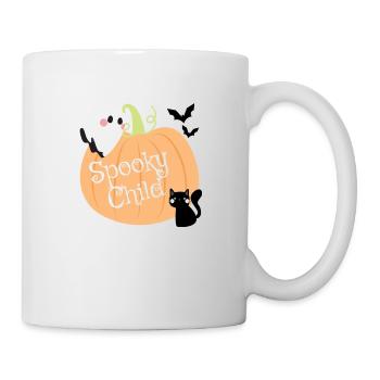 Spooky Child – Halloween Kürbis, Geist & Katze - Tasse - Weiß - Rechts