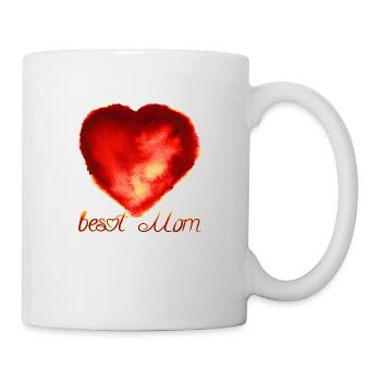 Best MOM. Abstract red watercolor heart . - Tasse - Weiß - Rechts