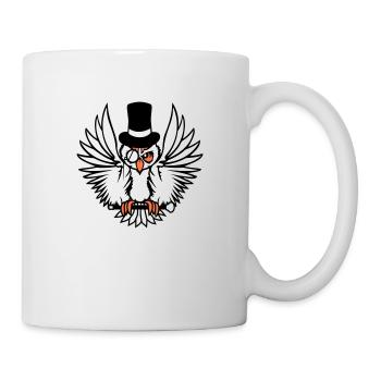 Sir Owl Top Hat Monocle Glasses Rich Mr. - Mug - white - Right