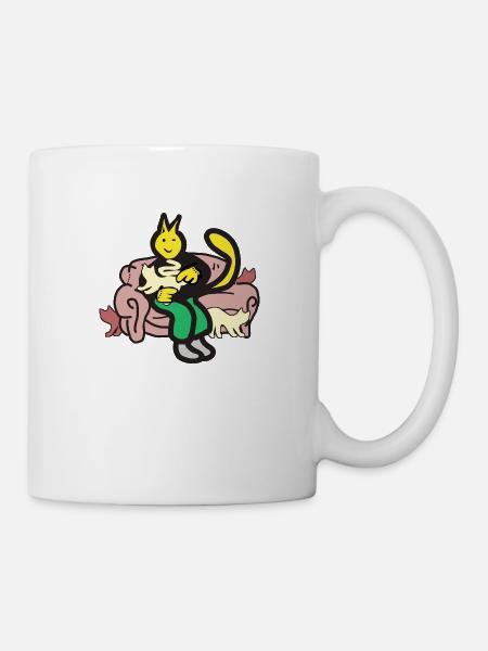 Chat personne - Mug blanc - blanc