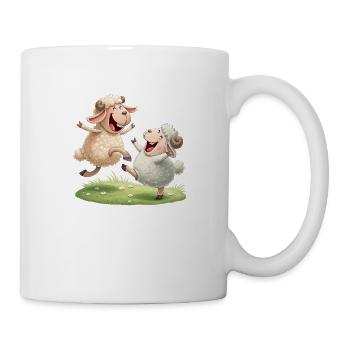 Duo de moutons joyeux - Mug blanc - blanc - Droite