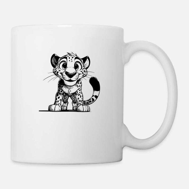 Cute Leopard Googly Eyes King of the Steppe - Mug - white