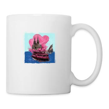 kölner dom,dom,koeln,herzen,malerei,pastell - Tasse - Weiß - Rechts