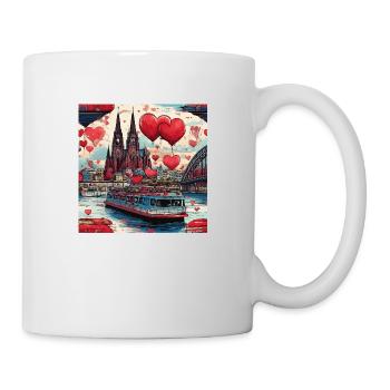 kölner dom,dom,koeln,herzen,malerei,pastell - Tasse - Weiß - Rechts