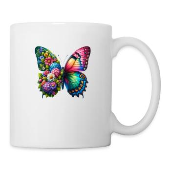 Bunter Schmetterling, von der Natur inspirierte Sommerstimmungen - Tasse - Weiß - Rechts